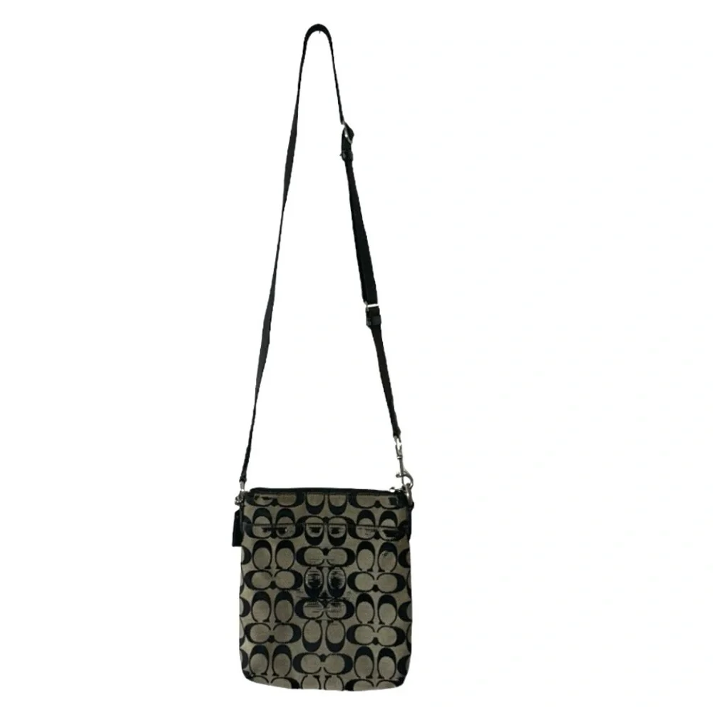 Coach Canvas CC Small Crossbody Bag Handbag Black Tan Adjustable Y2K Needs TLC
